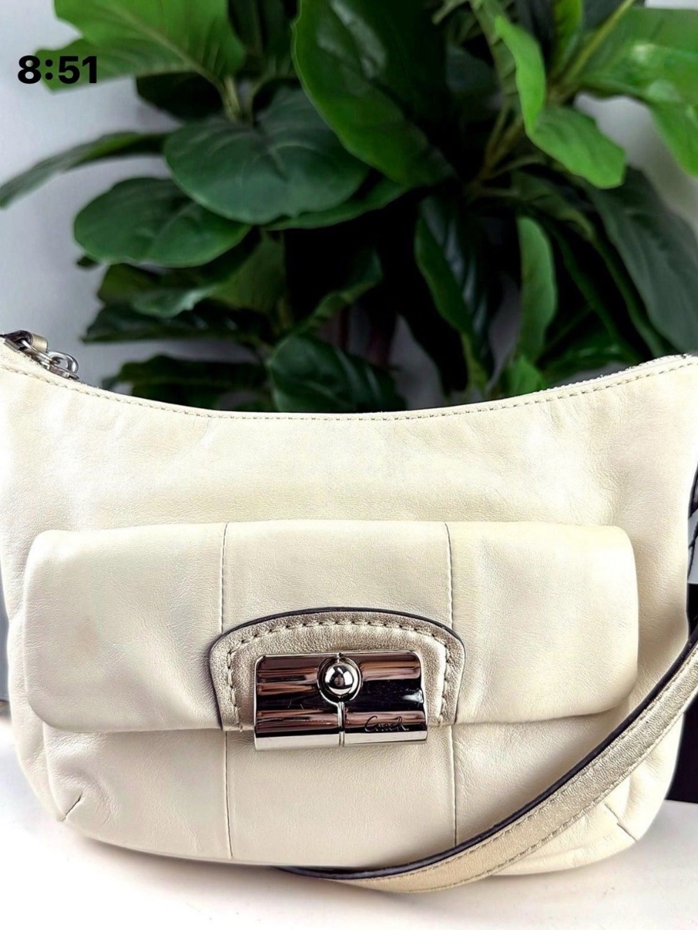 Authentic Coach Ivory Leather Hobo Shoulder Bag